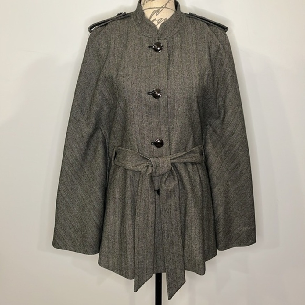 NWT Kenneth Cole NY ‘Kiss Me’ wool blend belted cape jacket M